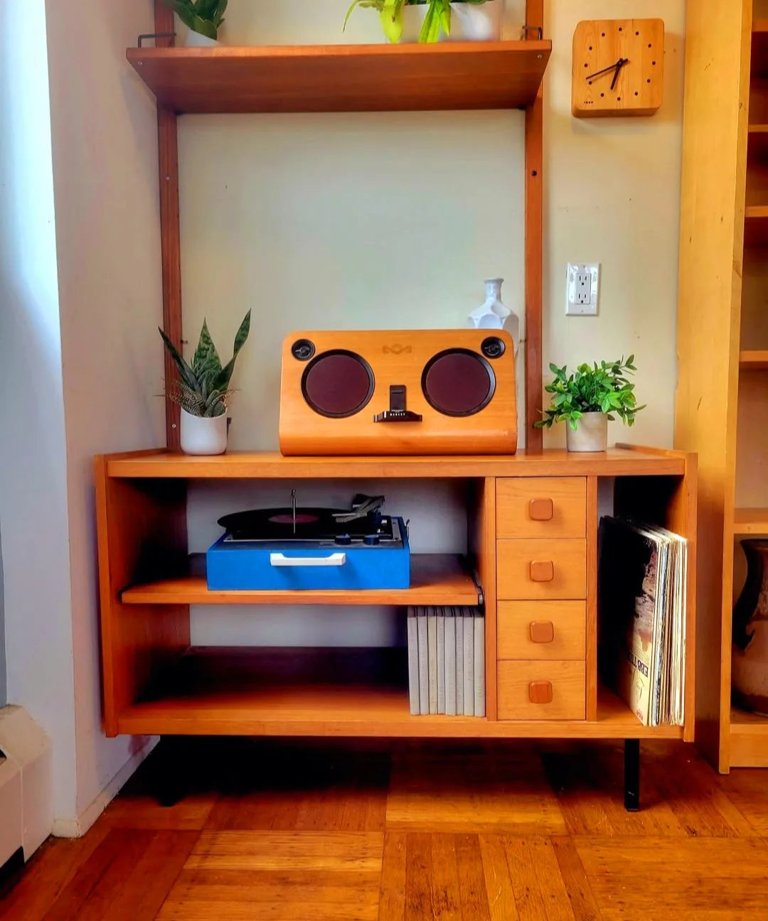 MCM Teak Vinyl Record Cabinet With Pull Out Shelf thumbnail