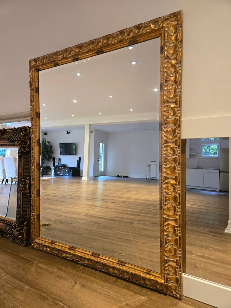 Vintage Large Ornate Gold Mirror image indicator(2)