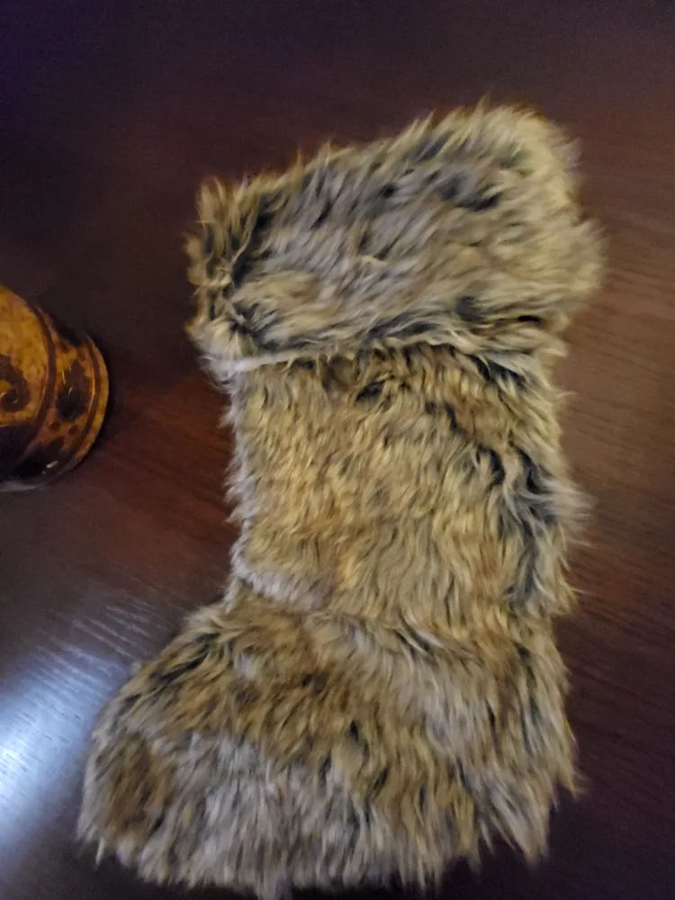 Faux Fur Christmas Stocking - Brown thumbnail