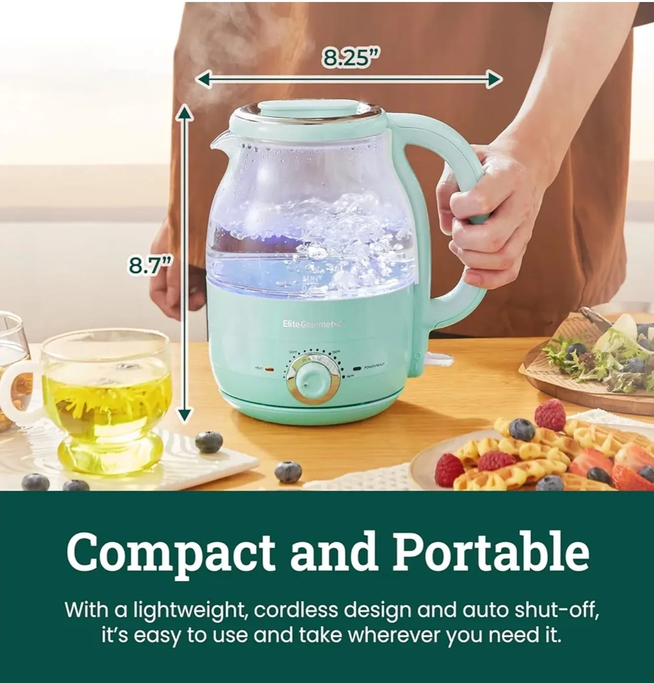 Elite Gourmet 1.2L BPA-Free Glass Electric Kettle image indicator(2)