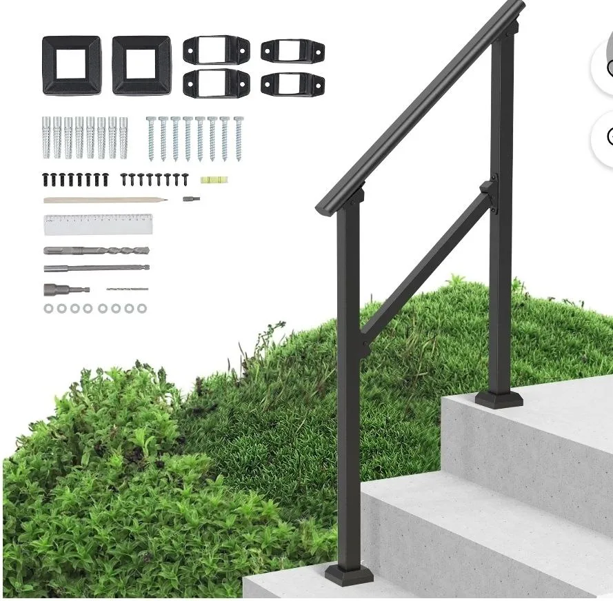 2-3 Handrails for Outdoor for Seniors Porch Deck Black thumbnail