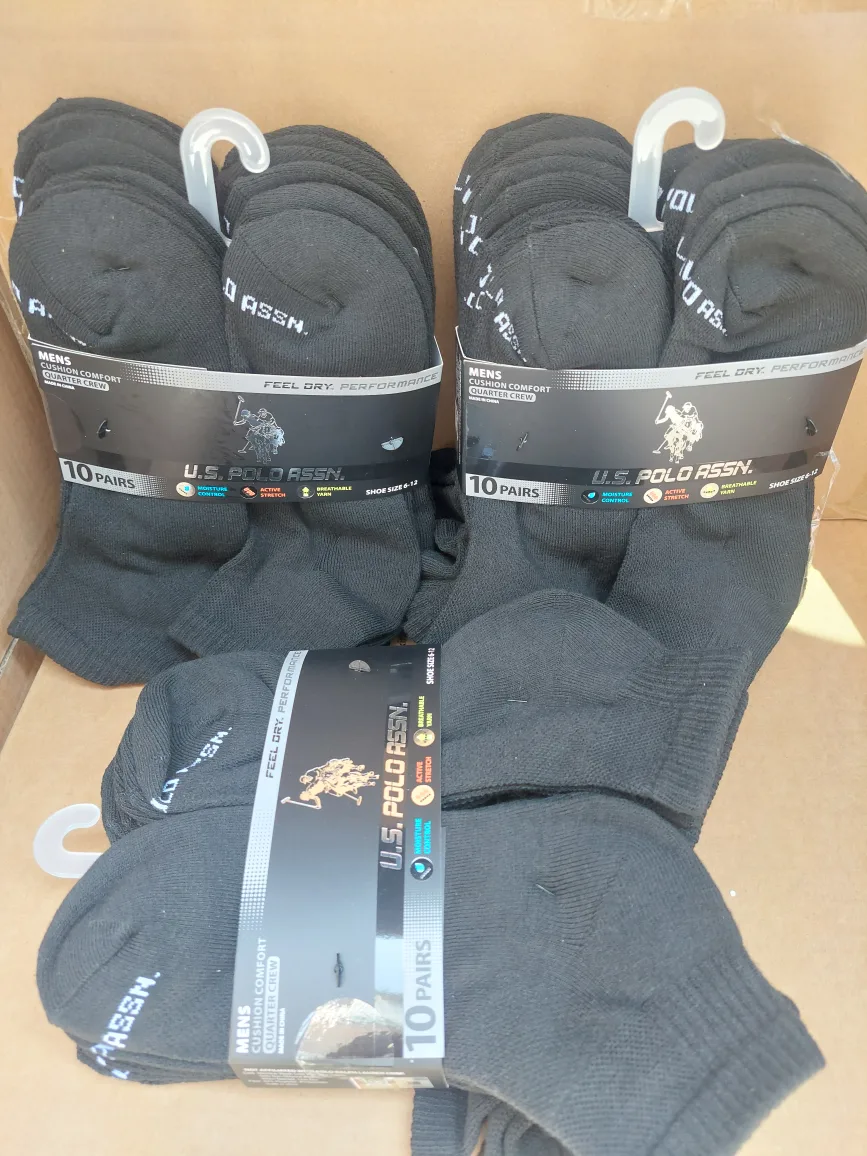 U.S. Polo Assn. Men's Quarter Crew Socks, 10 Pairs, Size 6-12 thumbnail