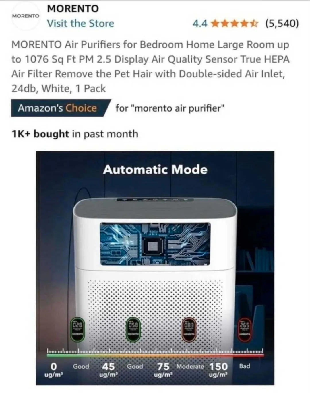 Morento Air Purifier image indicator(10)