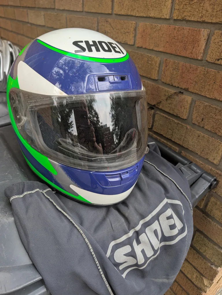 Shoei Helmet - Blue, White, and Green image indicator(4)