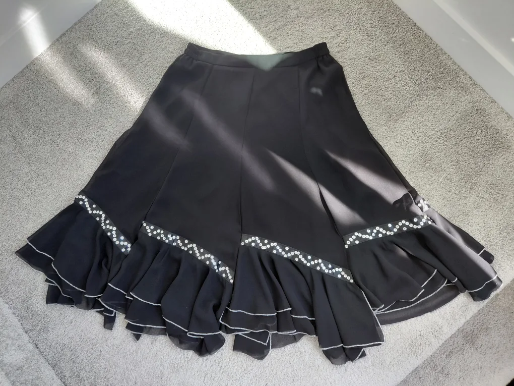 Black Ruffle Skirt with Sequins