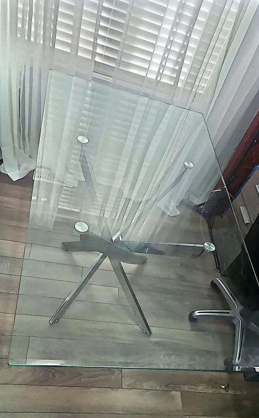 Glass Top Dining Table with Chrome Base image indicator(4)