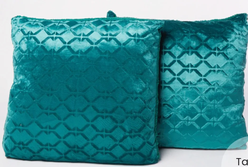 2 large MINK 20" X 20" DÉCOR CUSHIONS (emerald green color) thumbnail