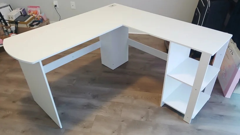 White L-Shaped Desk & Pink Study Table thumbnail