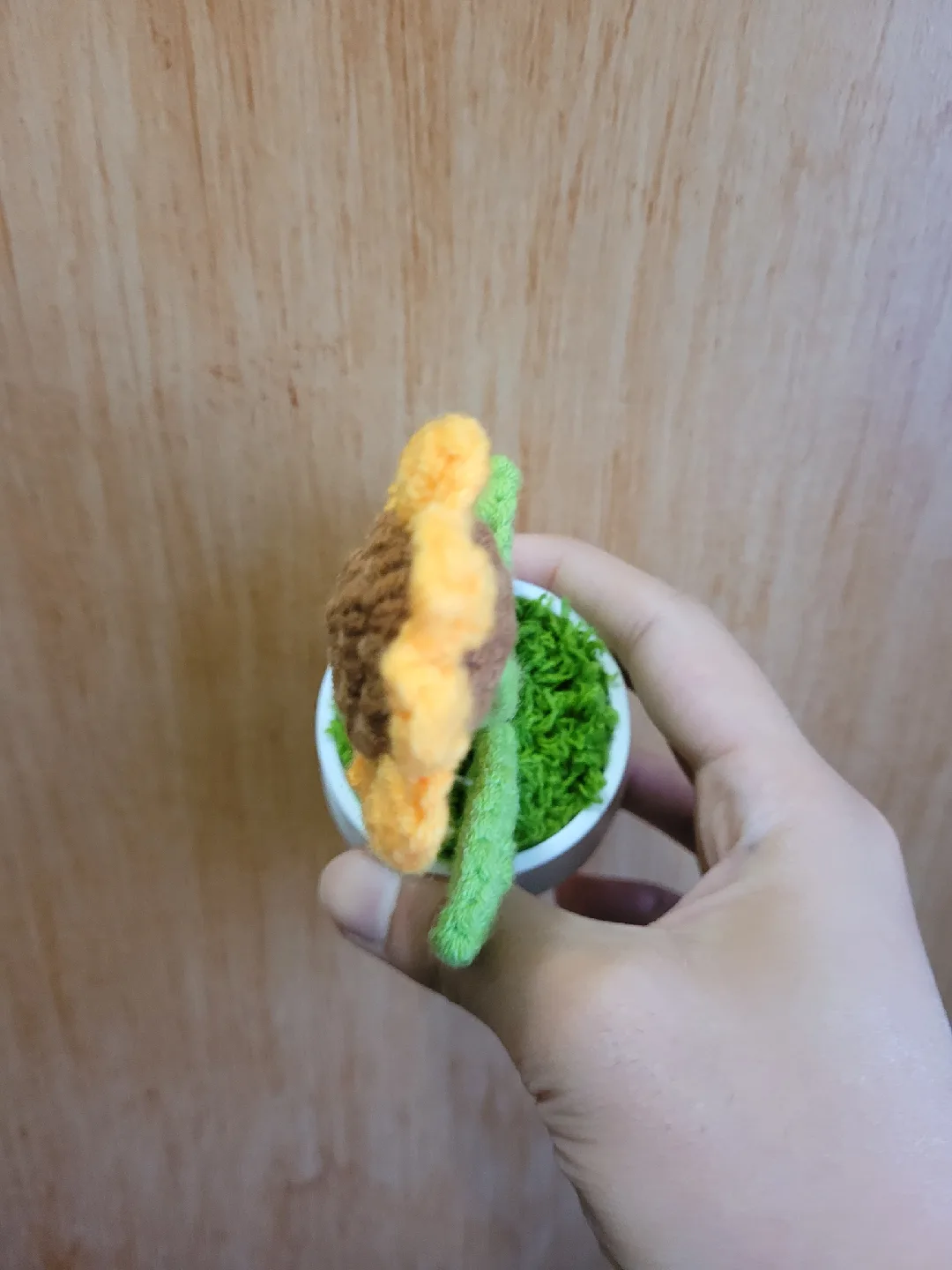 Crocheted Sunflower in White Pot image indicator(5)