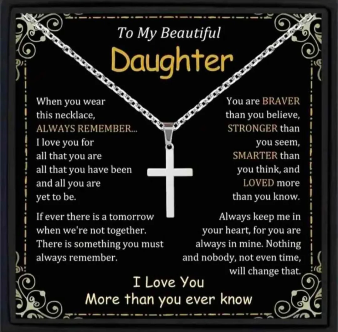 To My Beautiful Daughter Cross Necklace thumbnail