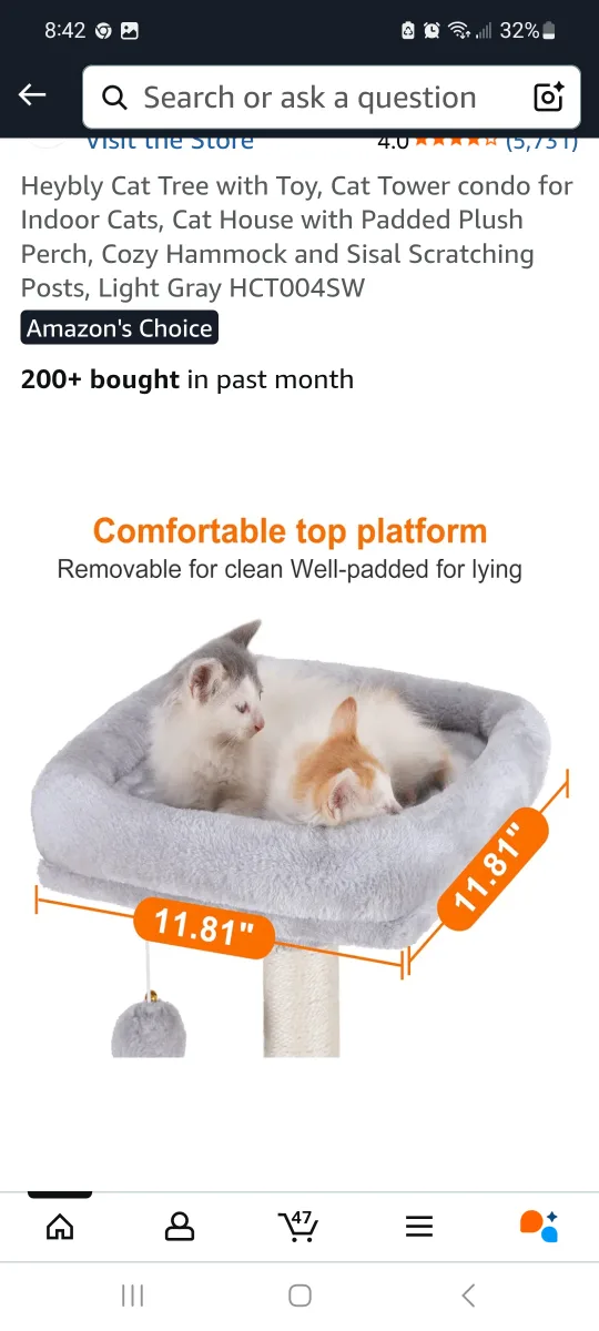 Heybly Cat Tree HCT004S - Light Gray brand new image indicator(3)