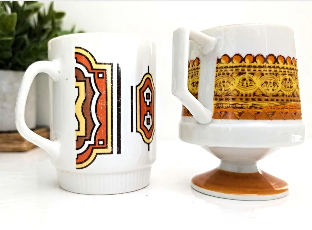 Funky Retro Ceramic Coffee Mugs ~ Sold as Pair image indicator(5)
