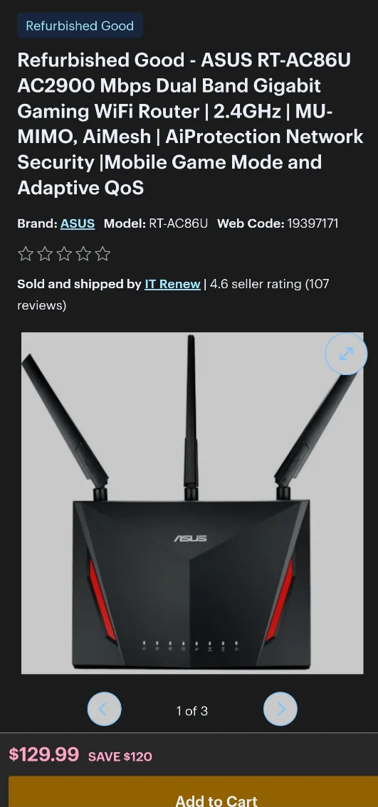 ASUS RT-AC86U - Internet router/Mesh thumbnail