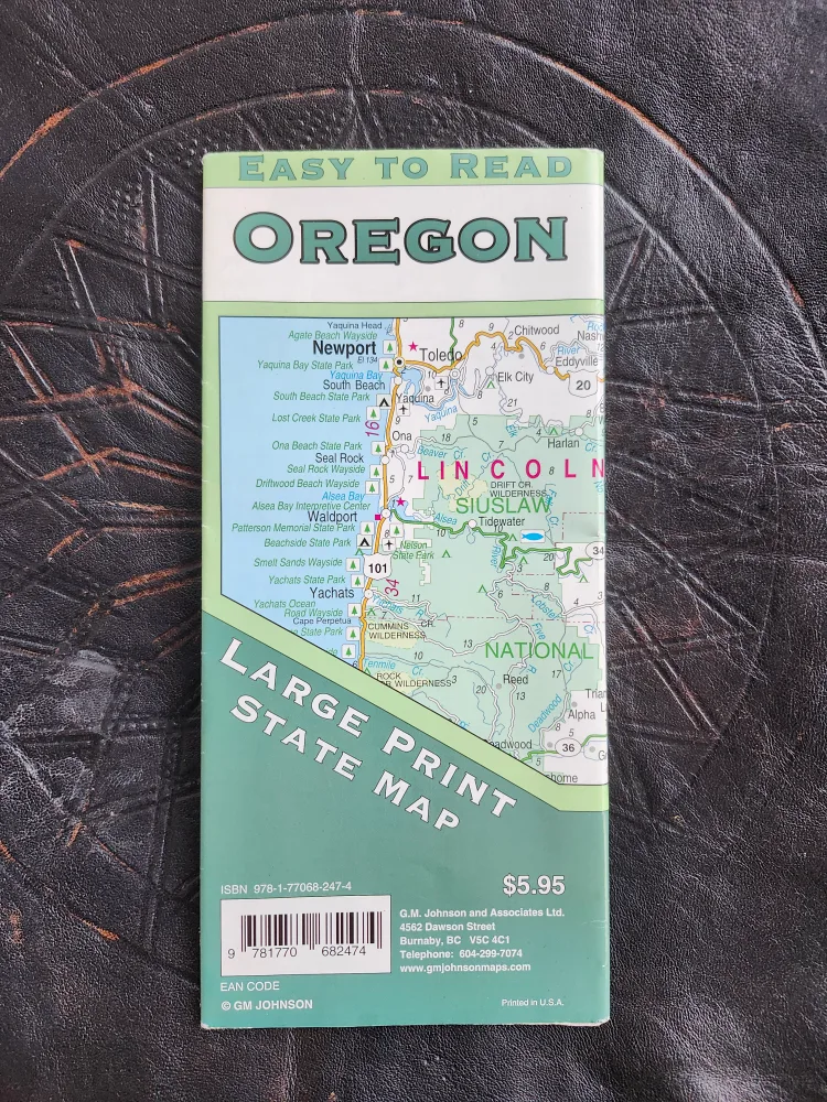 Oregon Large Print State Map - Easy to Read thumbnail