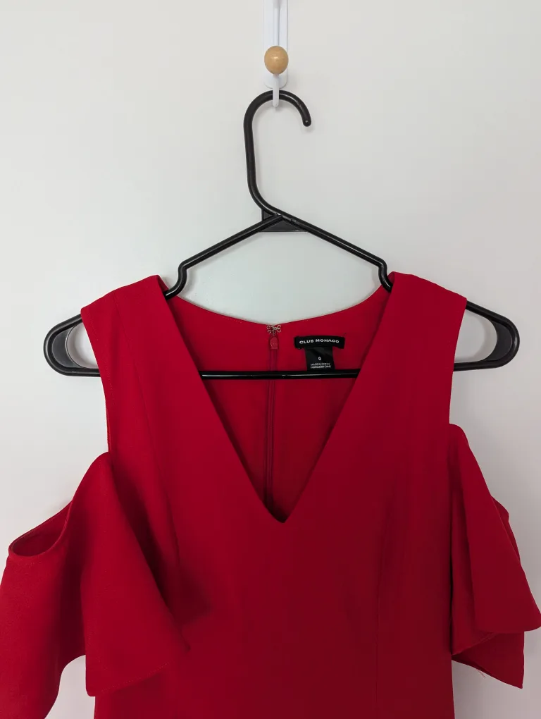Club Monaco Red Cold Shoulder Dress image indicator(3)