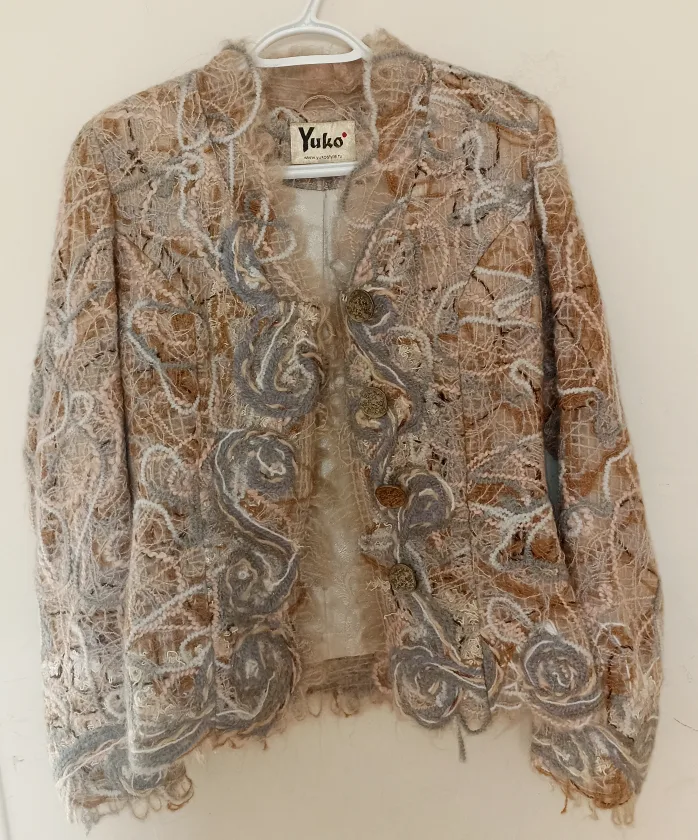 🧶Wet felting 100% wool Jacket - Unique Design, XS size image indicator(3)