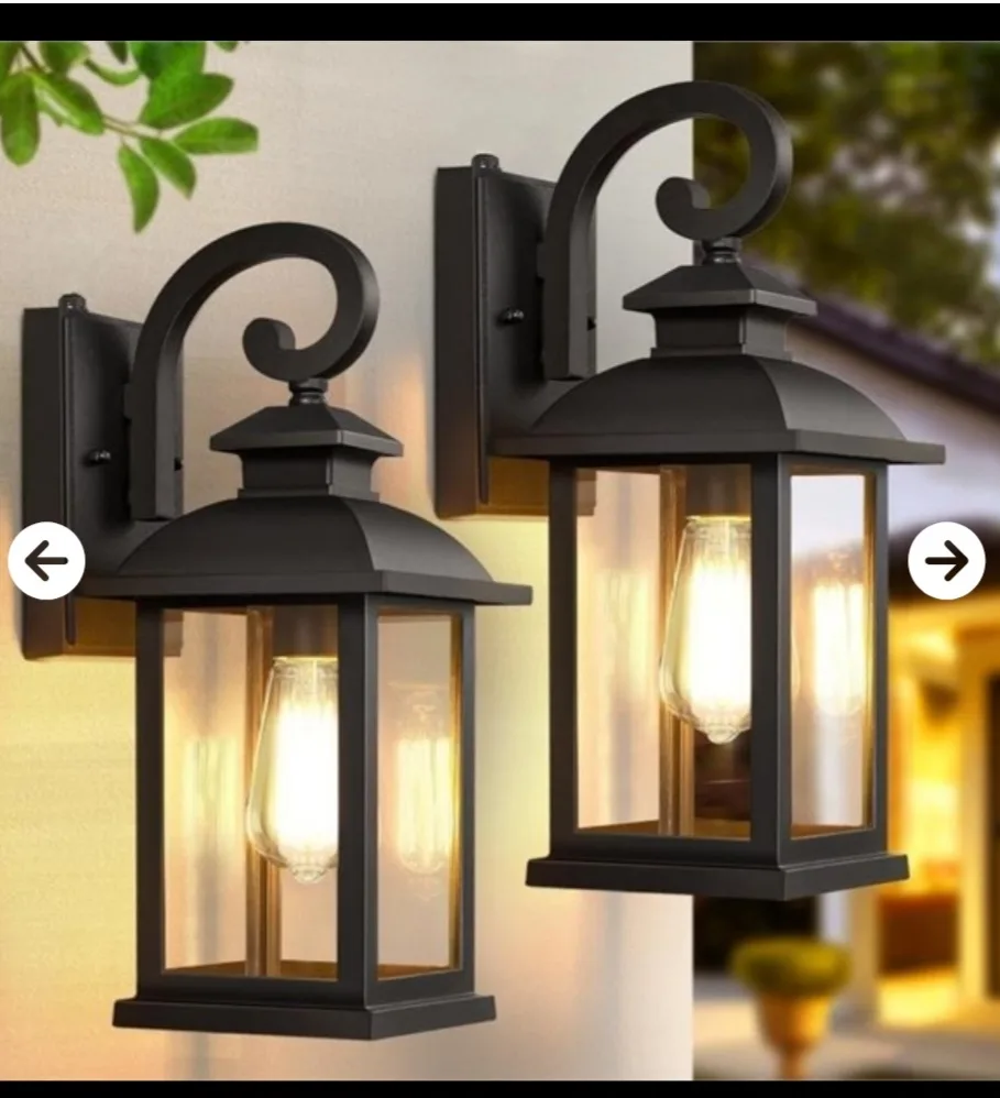 New Retro Dusk to Dawn Outdoor Light Fixtures, 2 Lights, Black thumbnail