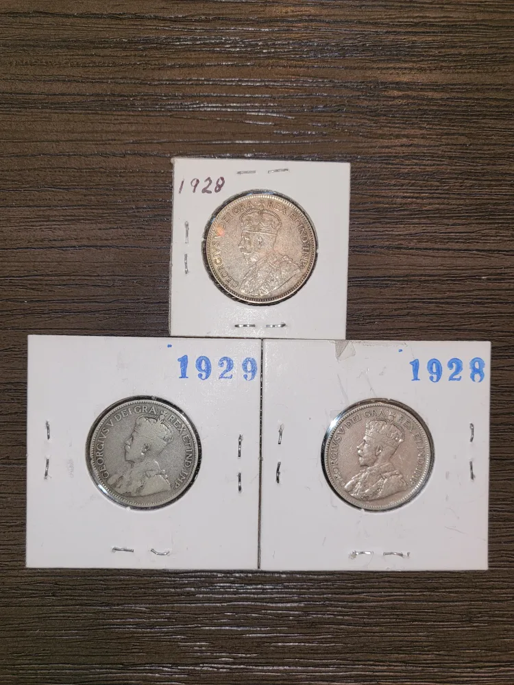 Vintage Canadian 25 Cent Coins (1928 & 1929) thumbnail