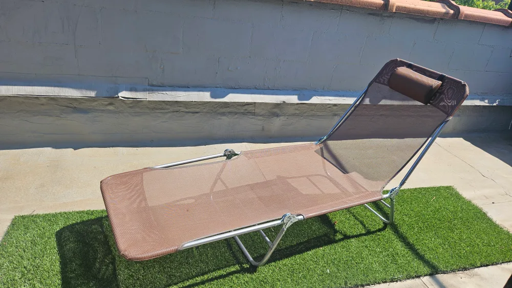 Brown Folding Reclining Sun Lounger thumbnail