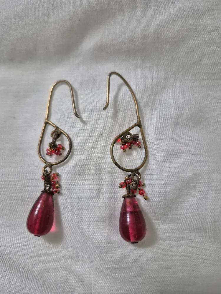 Red Beaded Drop Earrings thumbnail