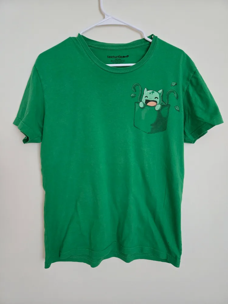 TeeTurtle Green Bulbasaur Pocket Tee - Size S thumbnail