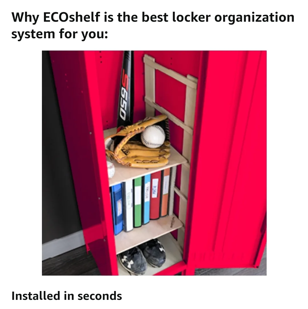 ECOshelf Adjustable Locker Organizer – Heavy-Duty Wood Shelf image indicator(7)