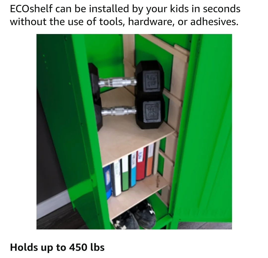 ECOshelf Adjustable Locker Organizer – Heavy-Duty Wood Shelf image indicator(8)