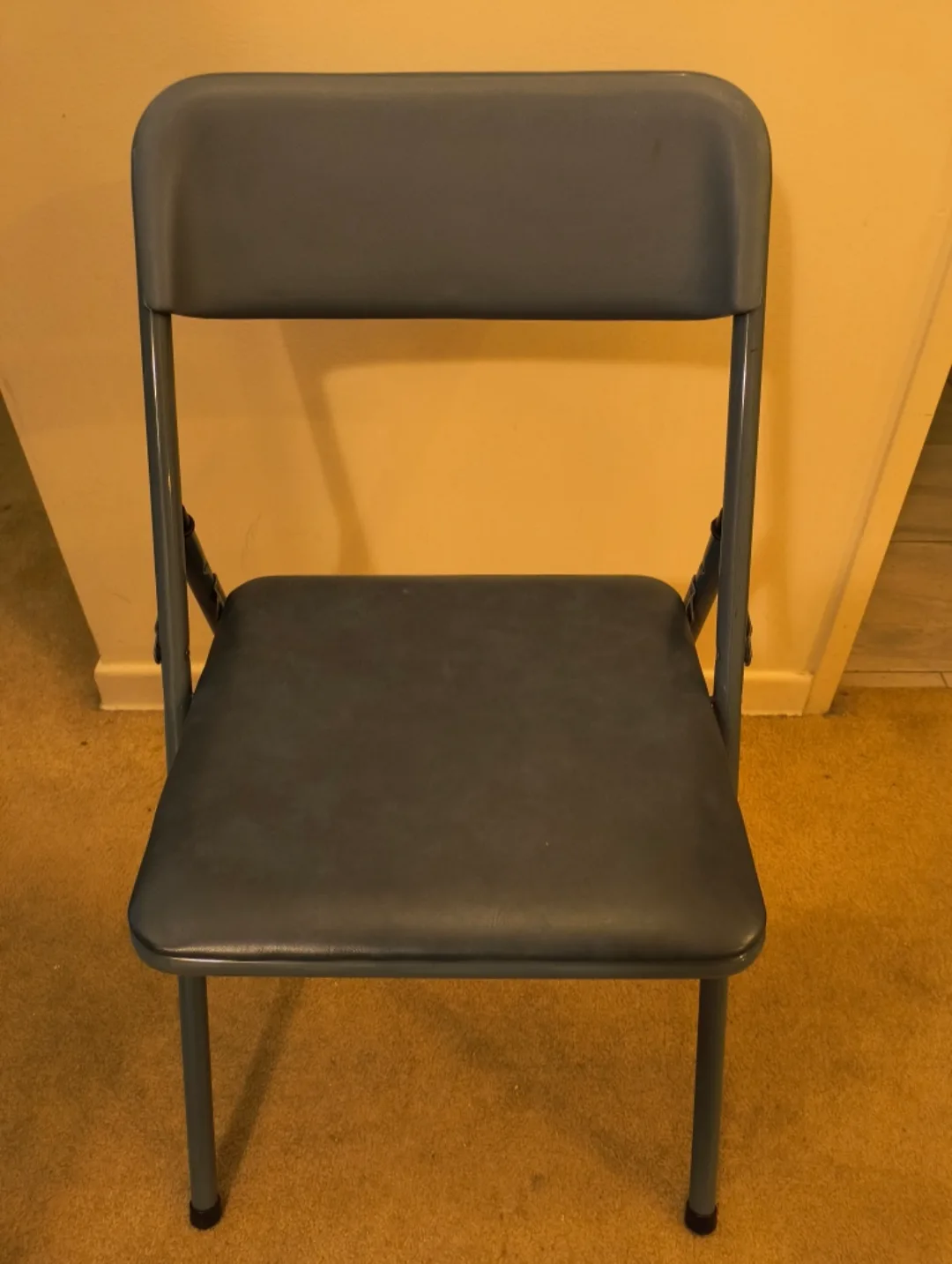 Blue Metal Folding Chair with Padded Seat thumbnail