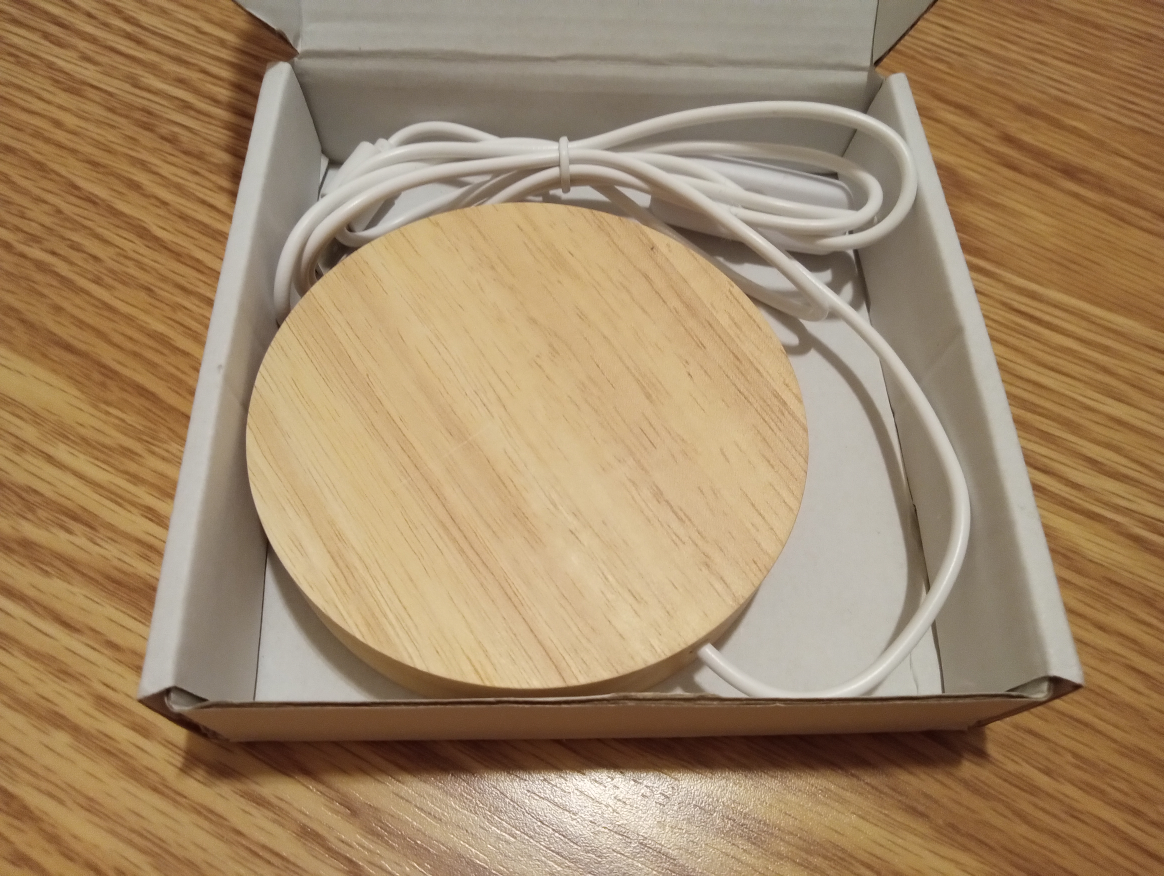 Wooden LED Display Base with USB Cable - photo 3