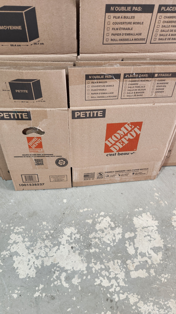 Home Depot Moving Boxes - Small, Medium, Large