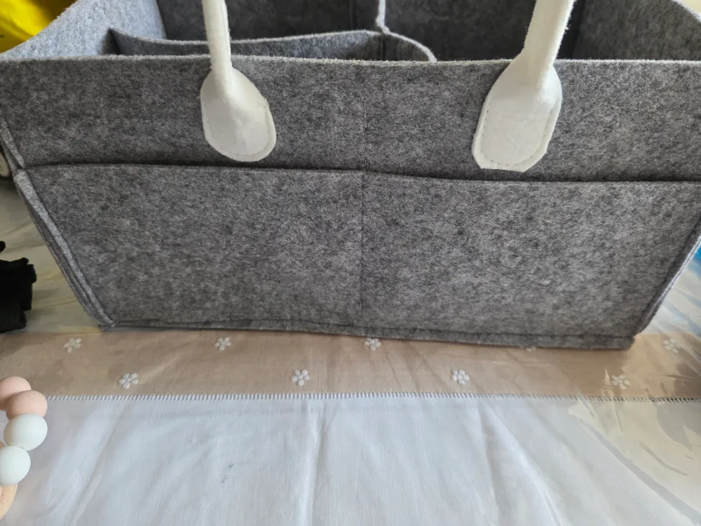 Grey Felt Diaper Caddy Organizer image indicator(2)