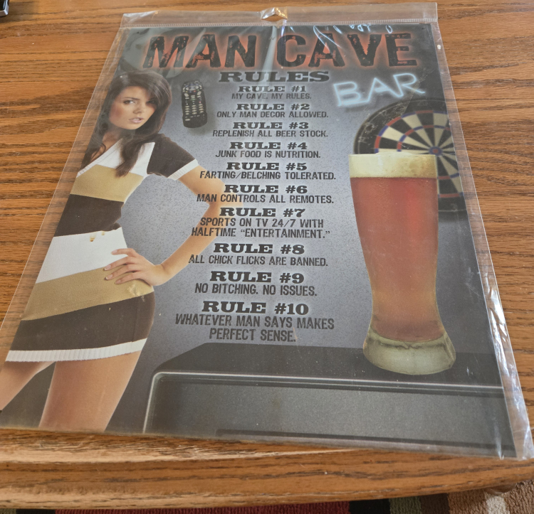 Man Cave Rules Bar Sign