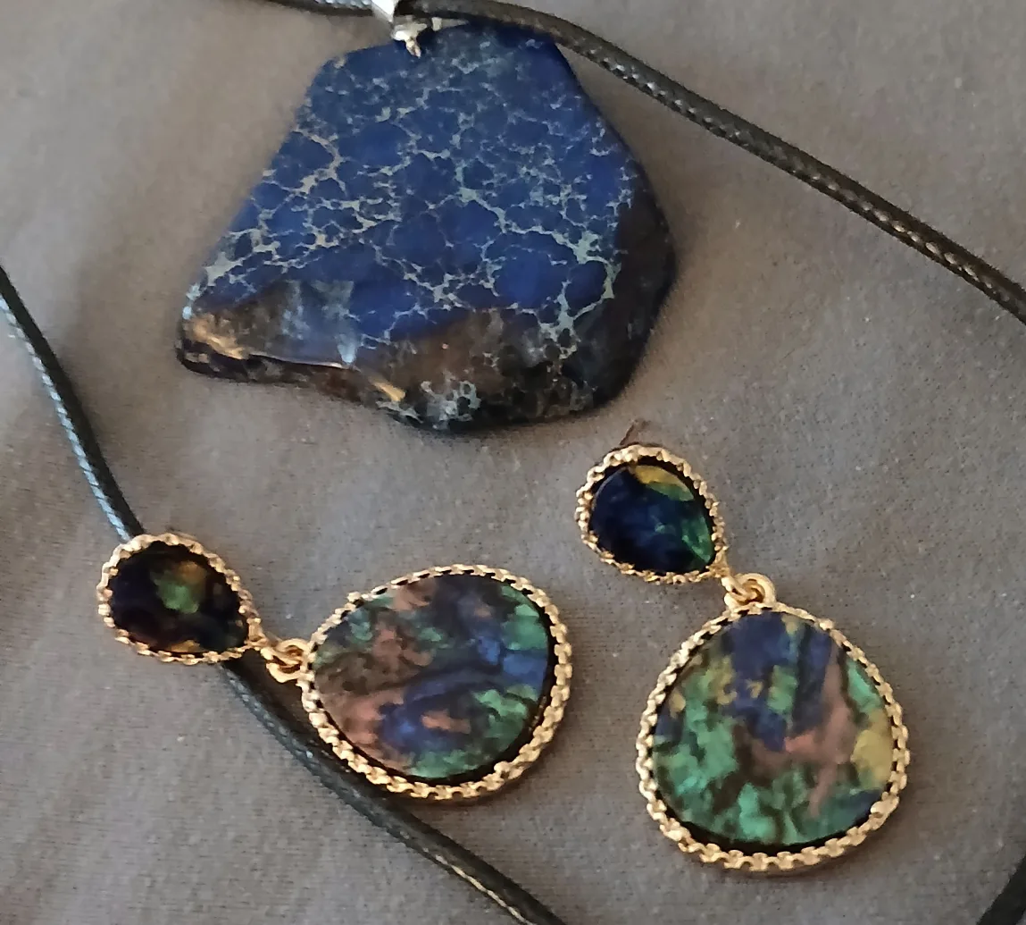 Necklace and Earring Set - Blue Stone thumbnail