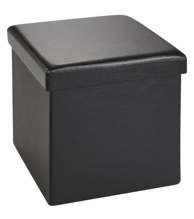 Black ottoman/footstool with storage space