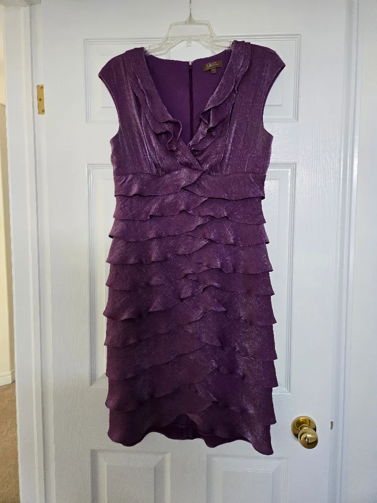 Chaps Purple Ruffled Dress with Scarf thumbnail