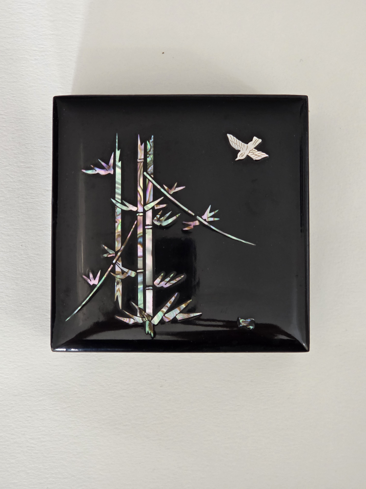 Black Lacquer Jewelry Box with Mother of Pearl Inlay