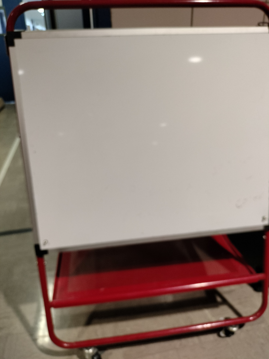 Whiteboard with Red Rolling Stand