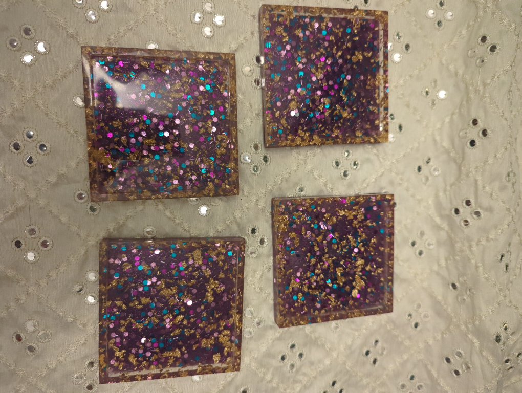Set of 4 Handmade Resin Coasters