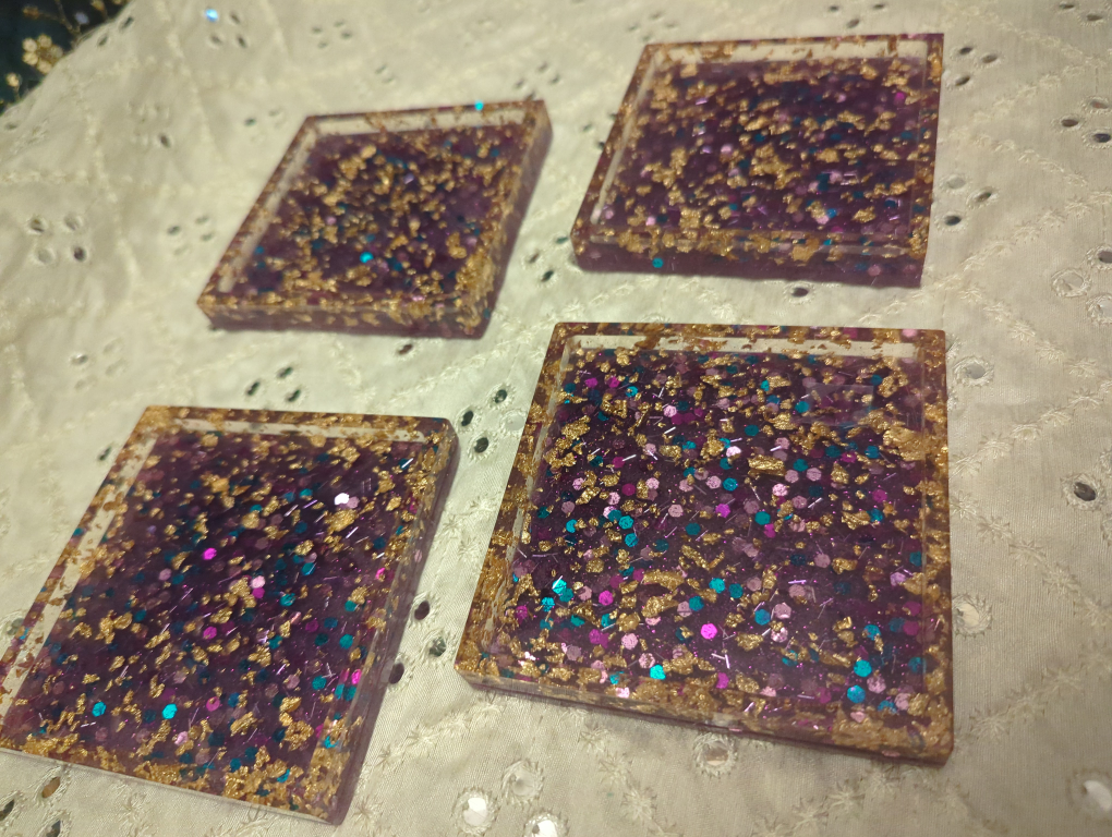 Set of 4 Handmade Resin Coasters - photo 2