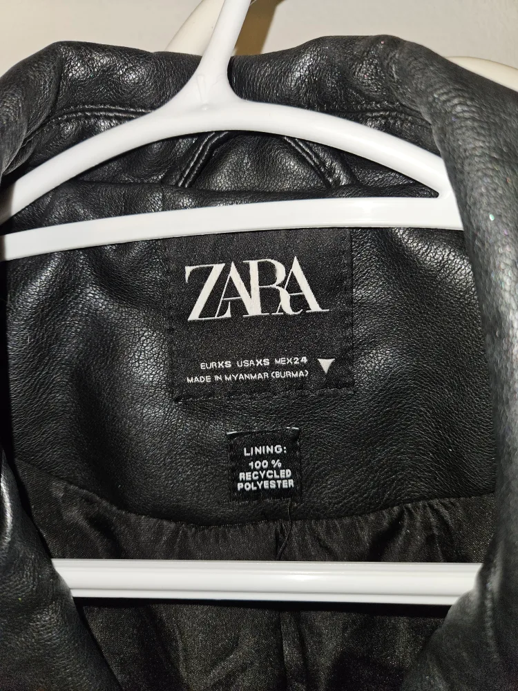 Zara Black Faux Leather Biker Jacket - XS image indicator(3)