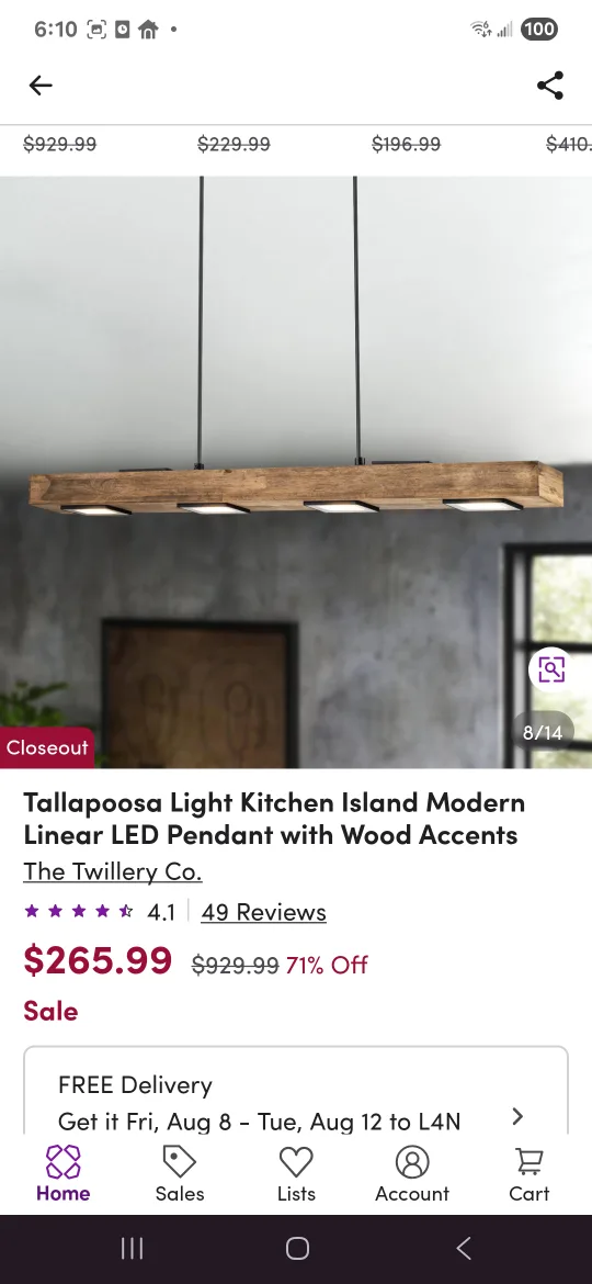 Tallapoosa Light Kitchen Island Linear LED Pendant thumbnail