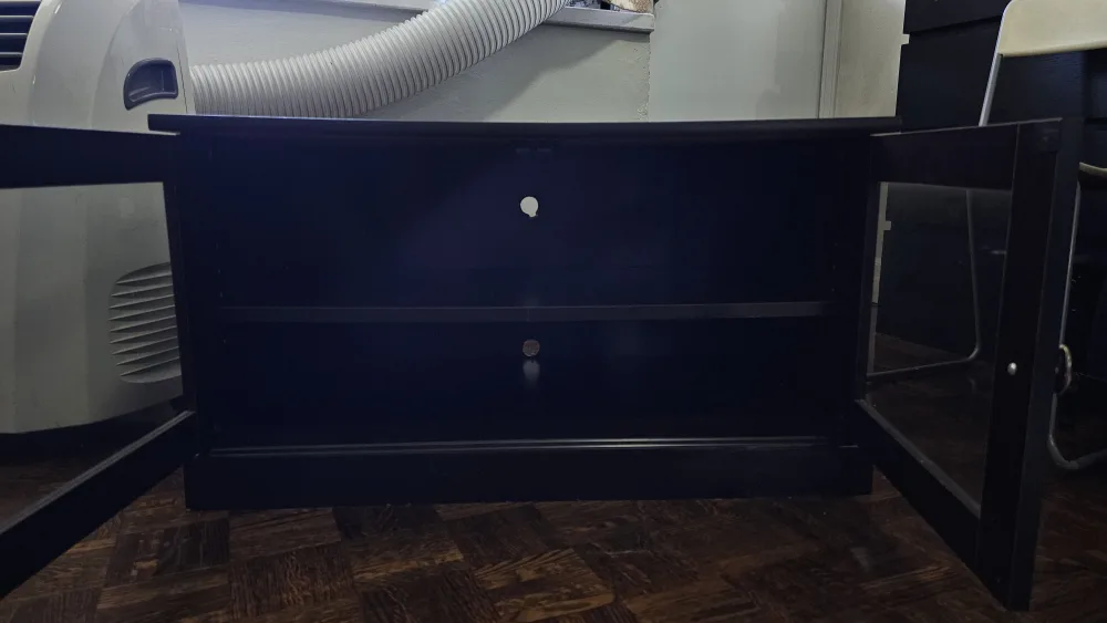 Dark Brown media unit with Glass Doors image indicator(3)