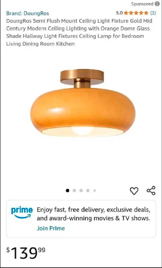 DoungRos Semi Flush Mount Ceiling Light (bulb included)