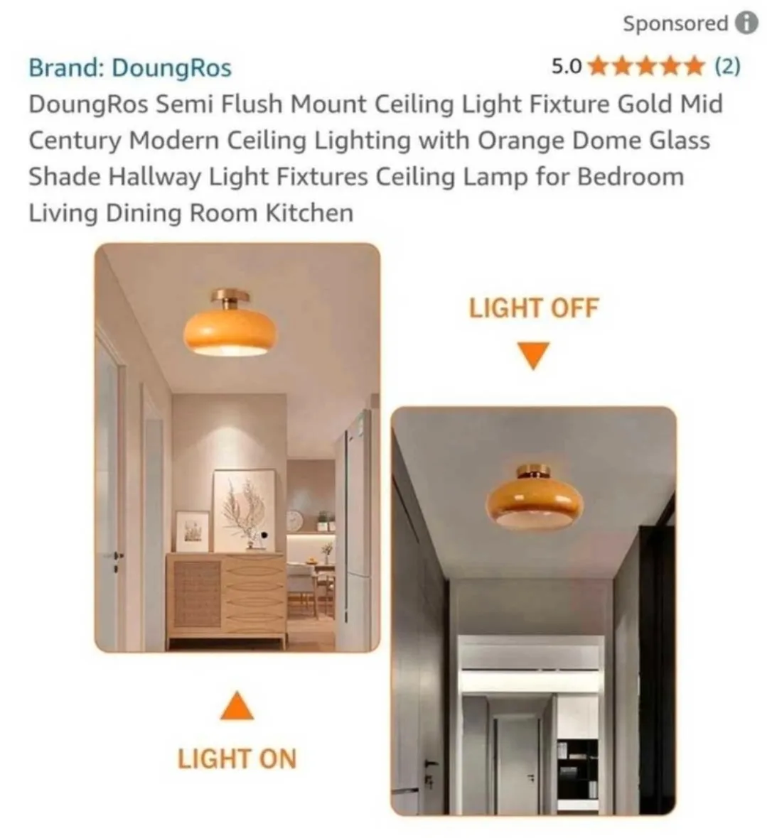 DoungRos Semi Flush Mount Ceiling Light (bulb included) image indicator(8)