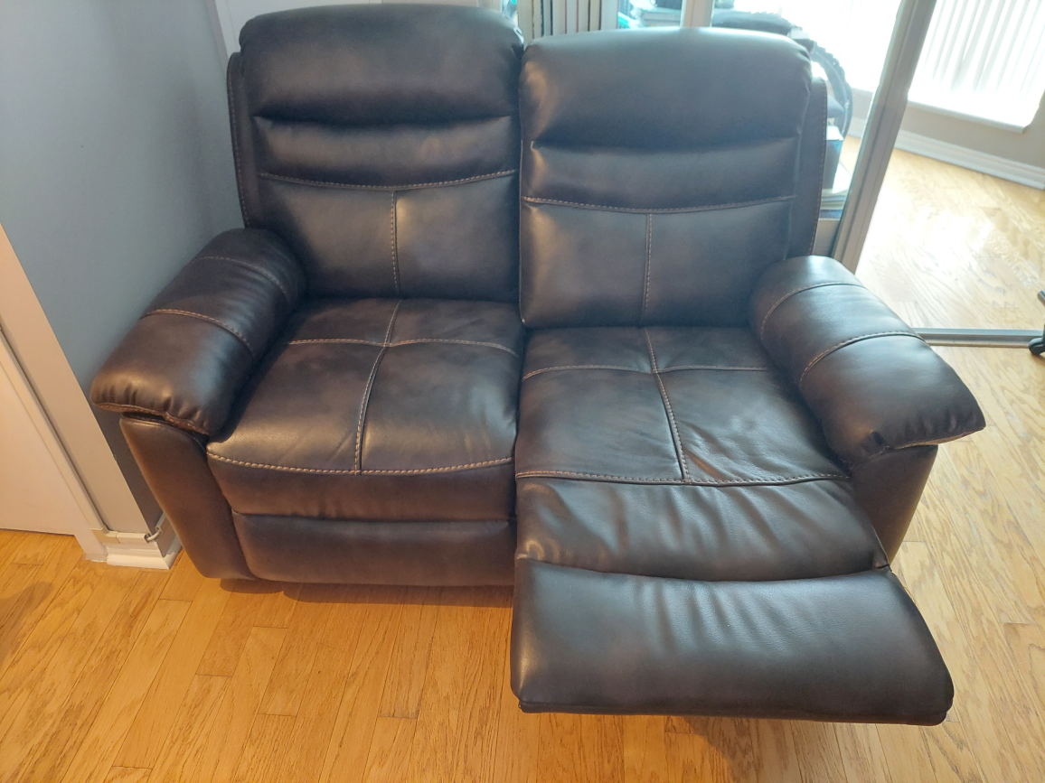 Sofa Brown Leather Loveseat Recliner (original purchase: $1300) - photo 4