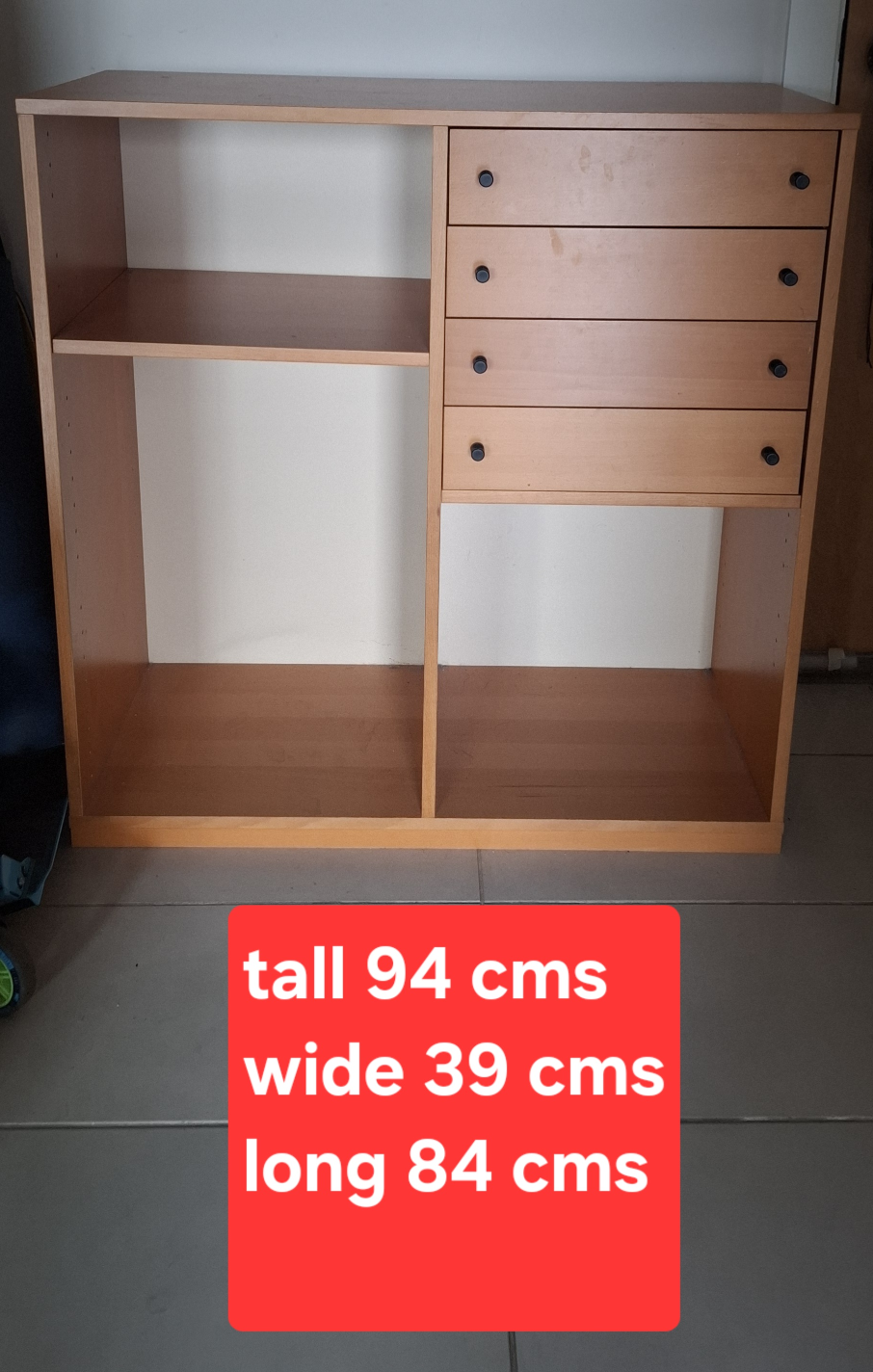 Wooden Shelf with Drawers - 94x39x84 cm - photo 2