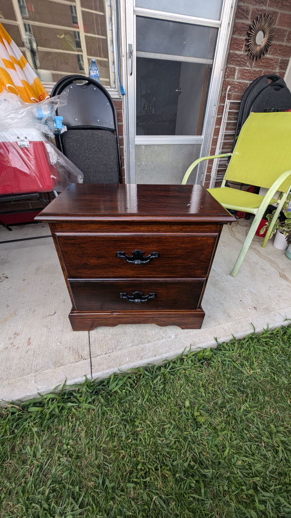 Wood Nightstand with 2 Drawers - Dark Brown - photo 3