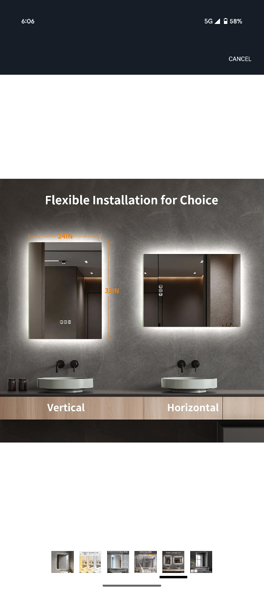 LED Bathroom Mirror - Anti-Fog, Dimmable, 24x32 - photo 5