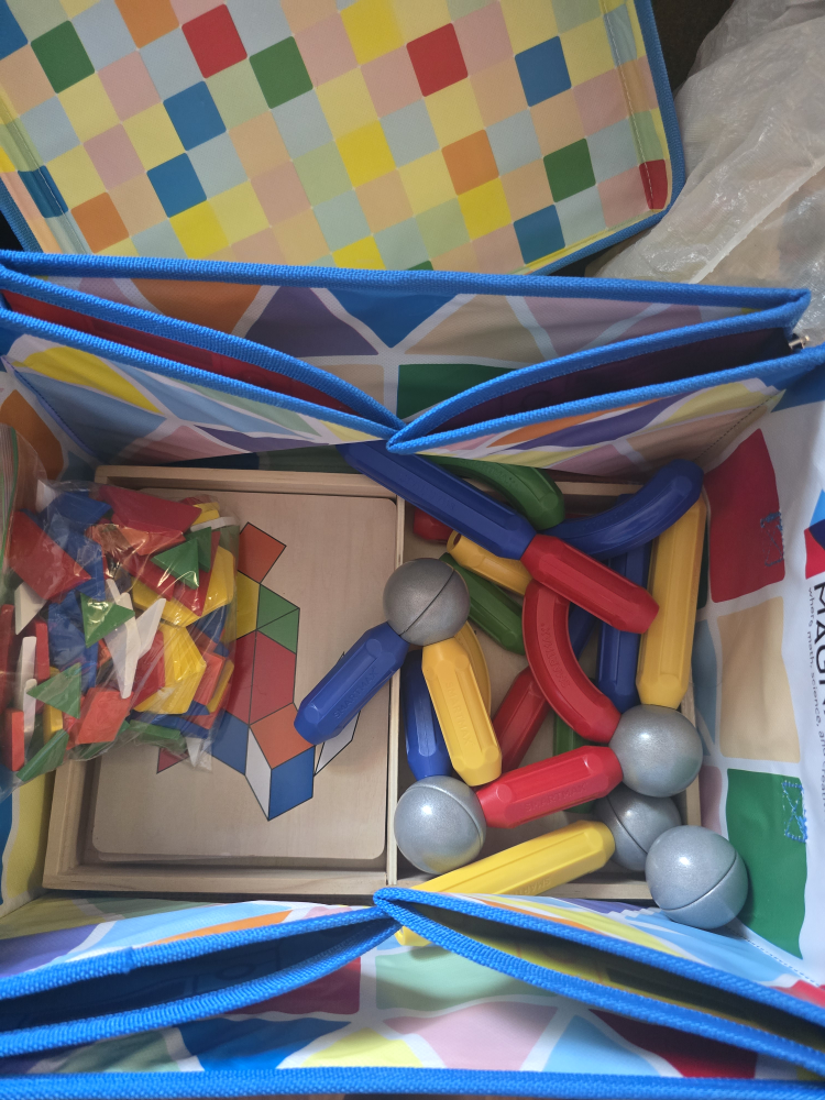Magna-Tiles Storage Bin with Magnetic Shapes