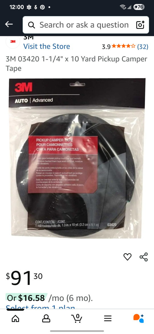 3M 03420 Pickup Camper Tape - 1-1/4" x 10 Yard - photo 2